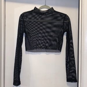 Mesh Black long sleeve crop top